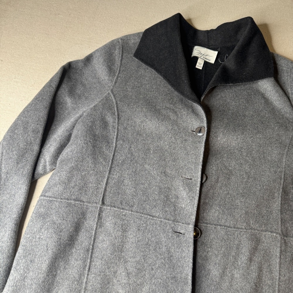 Soft by Avenue Grey Wool Angora Blend Reversible Button Coat Plus Size 22/24